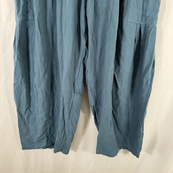 Tarse Pants Women's Medium Green Pull On Drawstring Cargo Pockets Linen - Picture 3 of 12